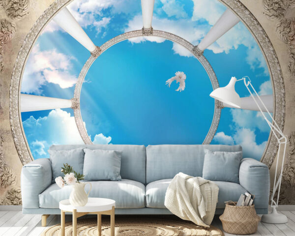 Kreisförmige Decke mit Säulen und einem Vogel, der durch den Himmel fliegt u44916pig14m 600x480 - Kreisförmige Decke mit Säulen und einem Vogel, der durch den Himmel fliegt - tegory