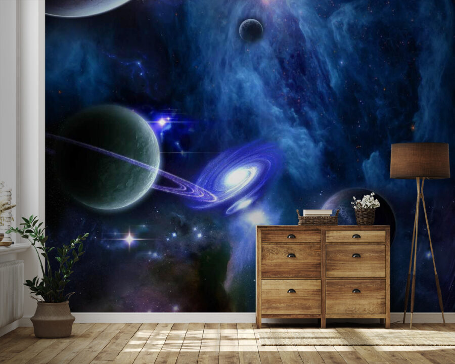 Planeten im Weltraum mit Planeten und Sternen Planeten im Weltraum mit Planeten und Sternen