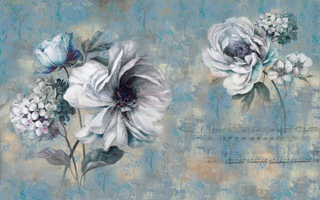 Malerei von Blumen und Noten Malerei von Blumen und Noten