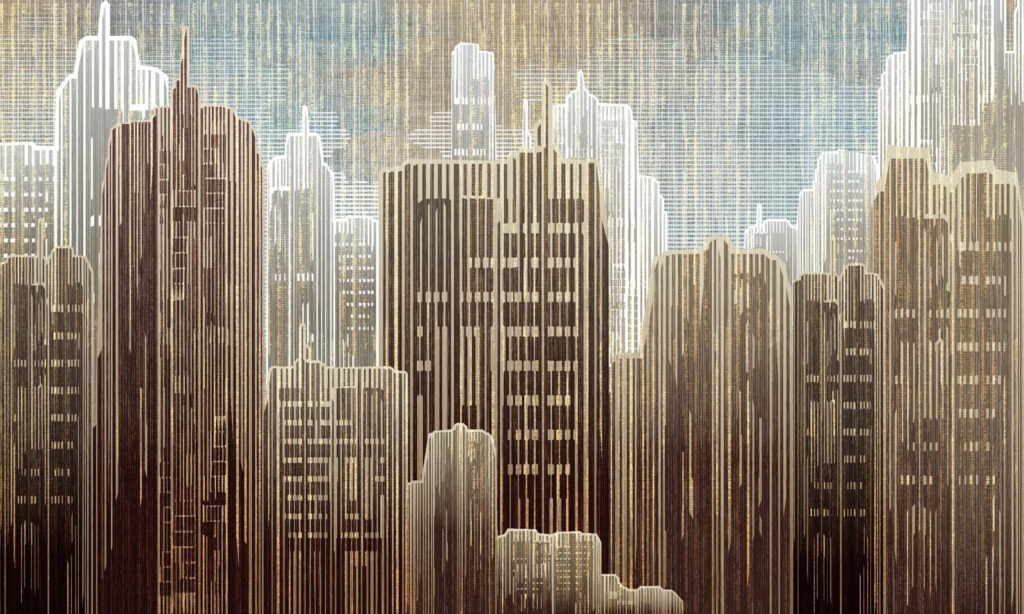 Skyline der Stadt mit vielen hohen Gebäuden Skyline der Stadt mit vielen hohen Gebäuden