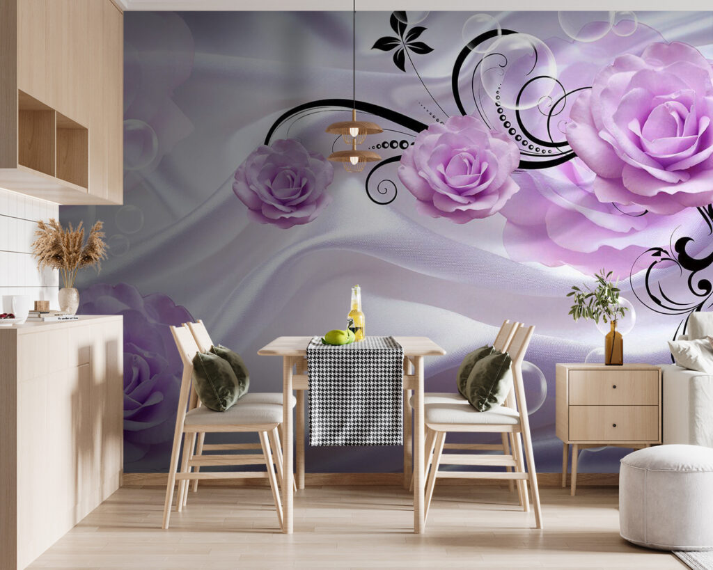 Purple flowers on a white cloth