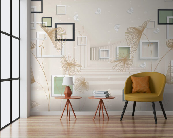 u40860pig3 600x480 - Tapete mit weißen und braunen Blumen und Schmetterlingen - tegory