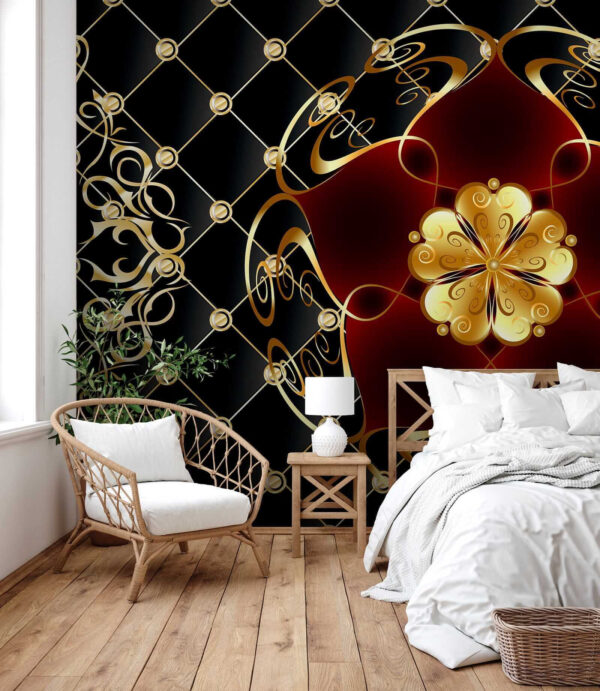 Elegantes florales Design auf schwarzem Hintergrund Elegantes florales Design auf schwarzem Hintergrund