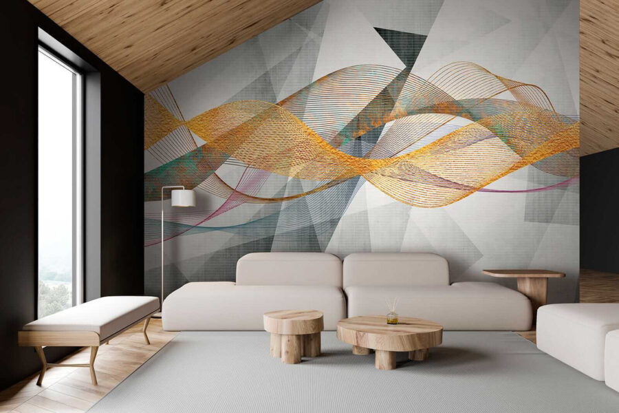 Wellen von Farbe auf geometrischer Leinwand