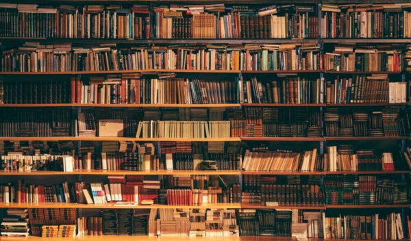 Großes Bücherregal voller Bücher Großes Bücherregal voller Bücher