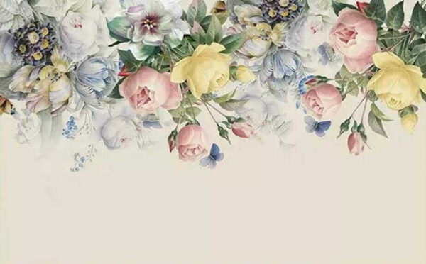 Group of flowers with butterflies