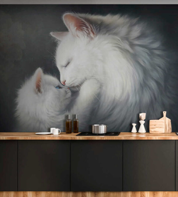 Küssende Katze und Kätzchen Küssende Katze und Kätzchen