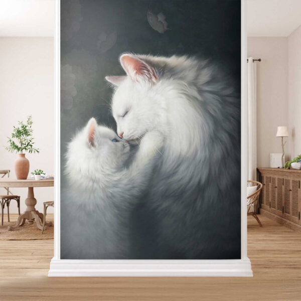 Küssende Katze und Kätzchen Küssende Katze und Kätzchen