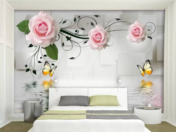 Schmetterling und Rosen über Wasser Schmetterling und Rosen über Wasser