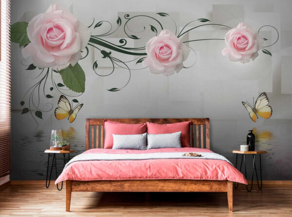 Schmetterling und Rosen über Wasser Schmetterling und Rosen über Wasser