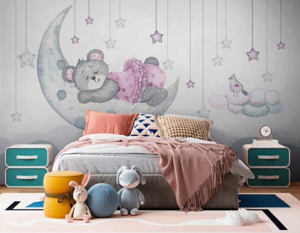 Teddybär schläft auf dem Mond Teddybär schläft auf dem Mond