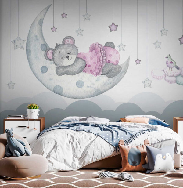 Teddybär schläft auf dem Mond Teddybär schläft auf dem Mond