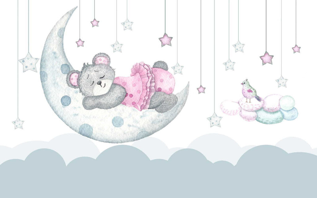 Teddybär schläft auf dem Mond Teddybär schläft auf dem Mond