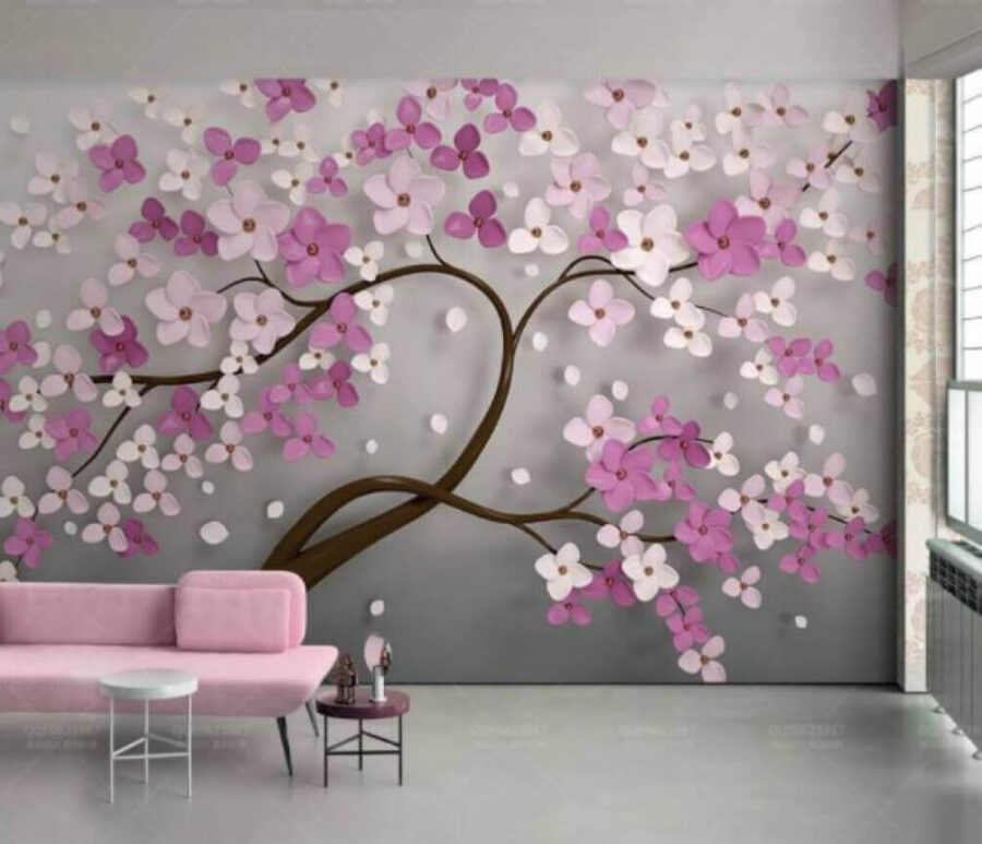 Baum mit rosa und weißen Blüten