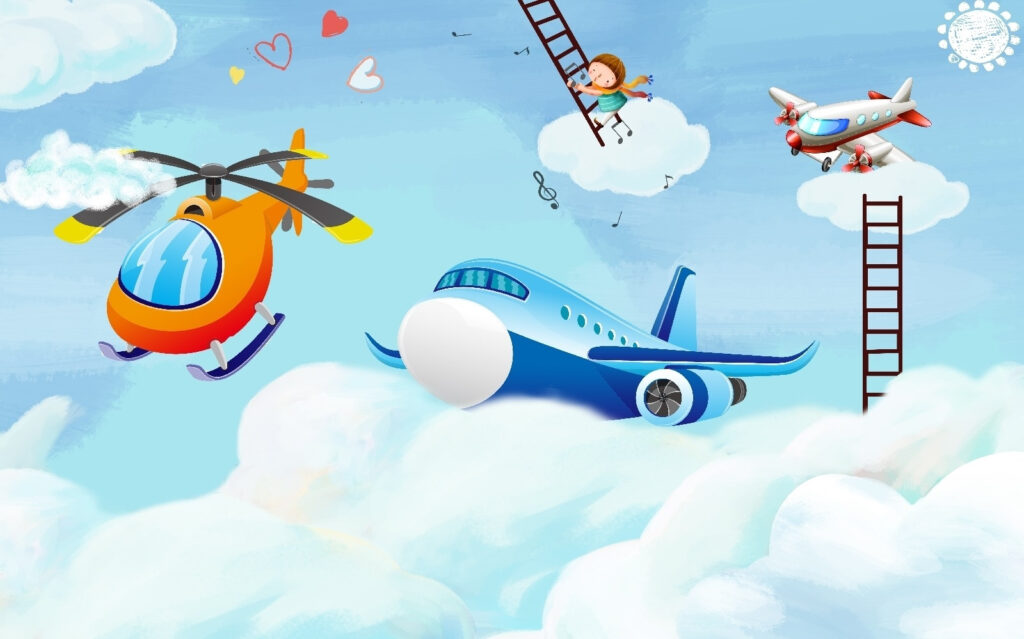 Cartoon-Flugzeuge am Himmel Cartoon-Flugzeuge am Himmel