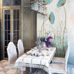 Fototapeten Gemälde von Blumen auf einem Feld