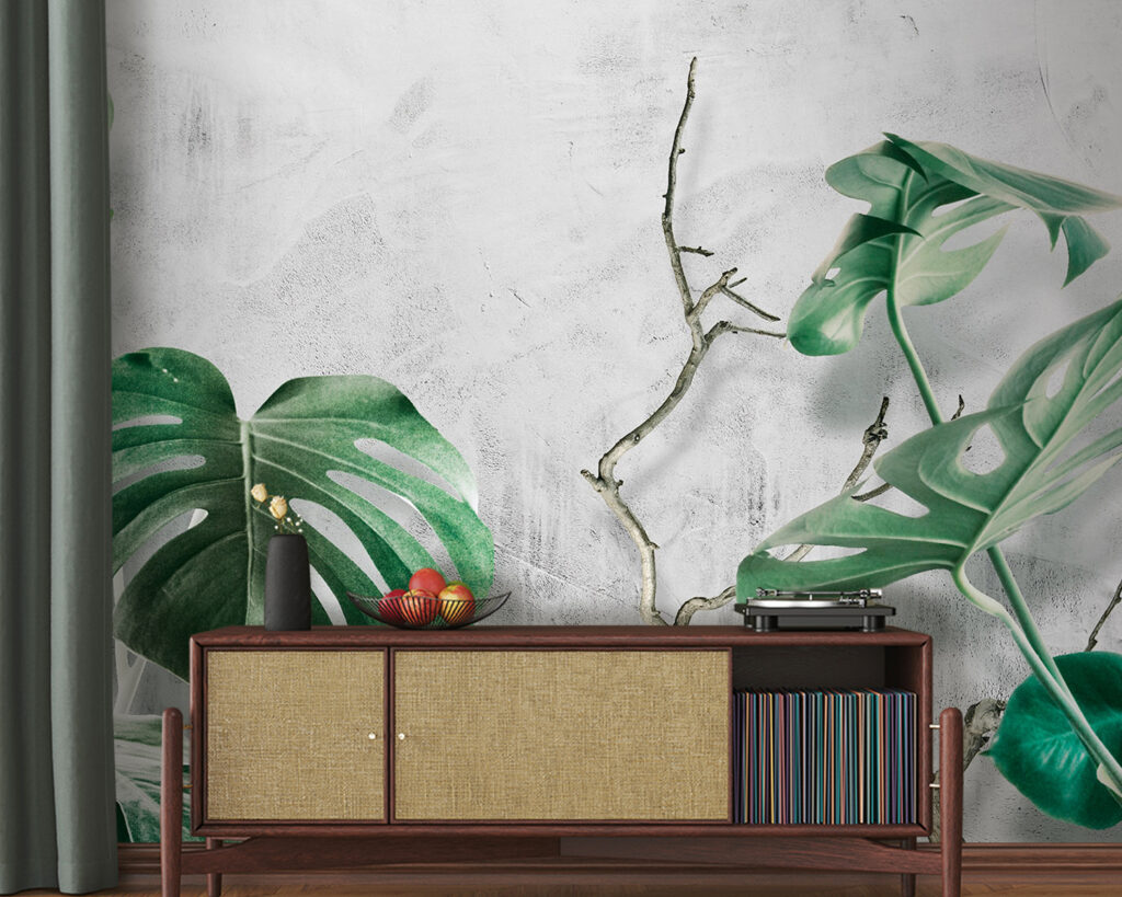 Lush leaves against a textured backdrop