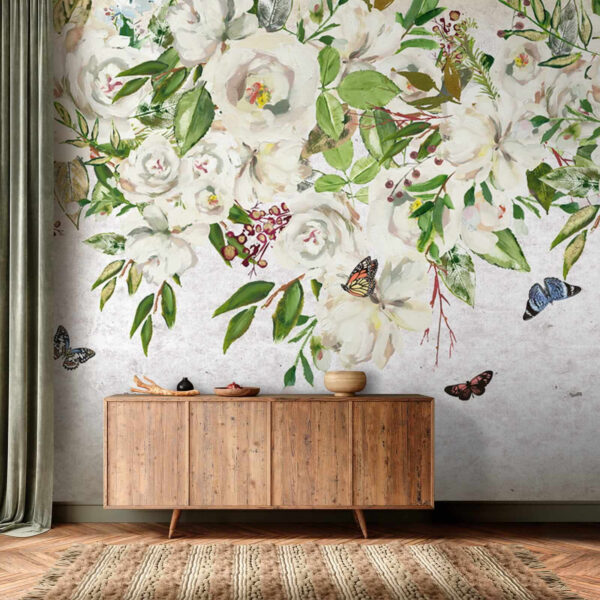 Malerei von weißen Blumen und Schmetterlingen u33223pih1 600x600 - Malerei von weißen Blumen und Schmetterlingen - tegory