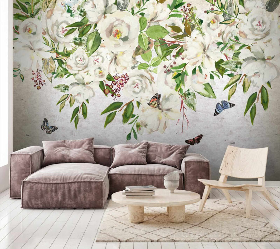 Malerei von weißen Blumen und Schmetterlingen u33223pig3 900x802 - Malerei von weißen Blumen und Schmetterlingen - tegory