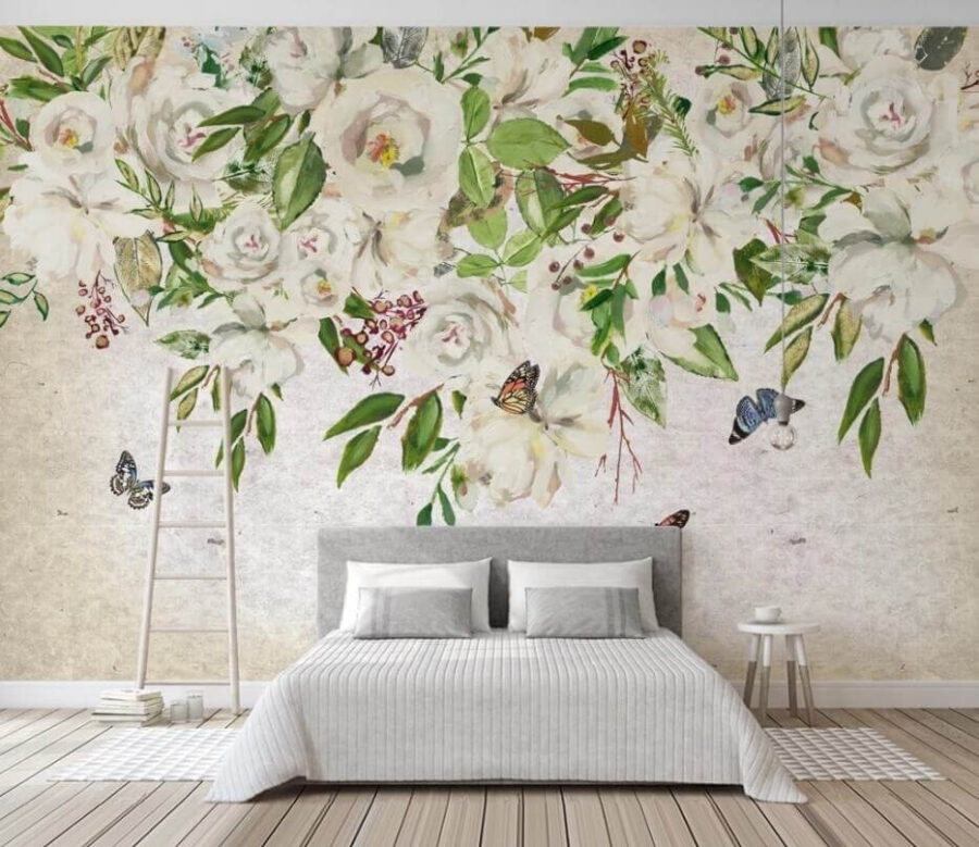 Malerei von weißen Blumen und Schmetterlingen u33223pib1m 900x779 - Malerei von weißen Blumen und Schmetterlingen - tegory