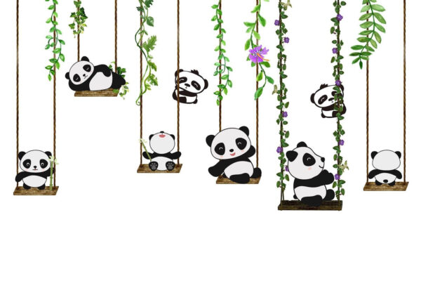 Gruppe von Pandas auf Schaukeln u32772p 600x400 - Gruppe von Pandas auf Schaukeln - tegory