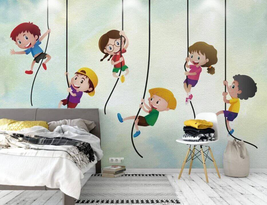 Gruppe von Kindern klettert auf Seilen u32016pir1m - Gruppe von Kindern klettert auf Seilen - tegory