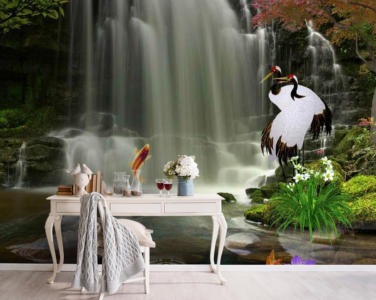 Wasserfall mit Vögeln und Fischen u30626pig5m - Wasserfall mit Vögeln und Fischen - tegory