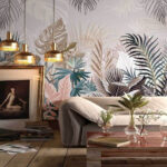 Fototapeten Gruppe von Pflanzen mit Blättern