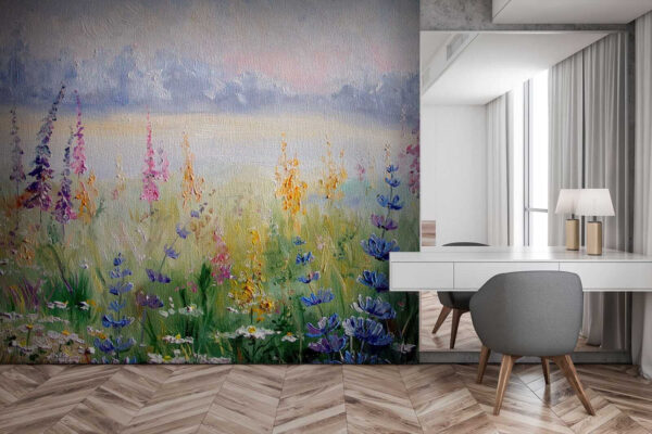 Gemälde von Blumen auf einem Feld Gemälde von Blumen auf einem Feld