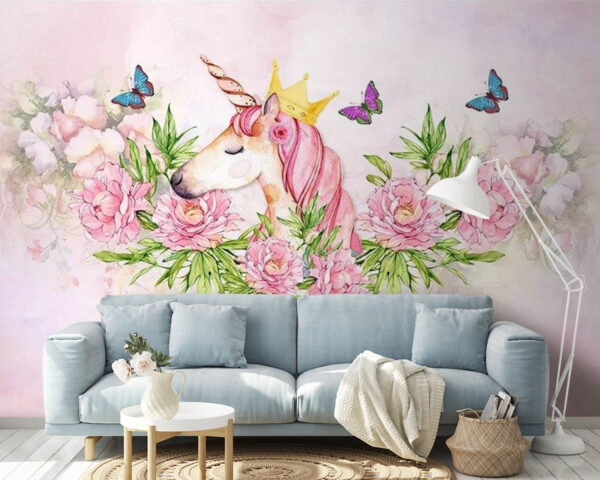 Einhorn mit einer Krone und Blumen Einhorn mit einer Krone und Blumen