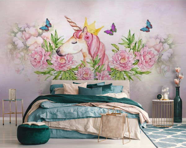 Einhorn mit einer Krone und Blumen Einhorn mit einer Krone und Blumen
