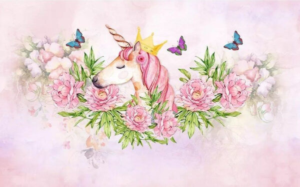 Einhorn mit einer Krone und Blumen Einhorn mit einer Krone und Blumen