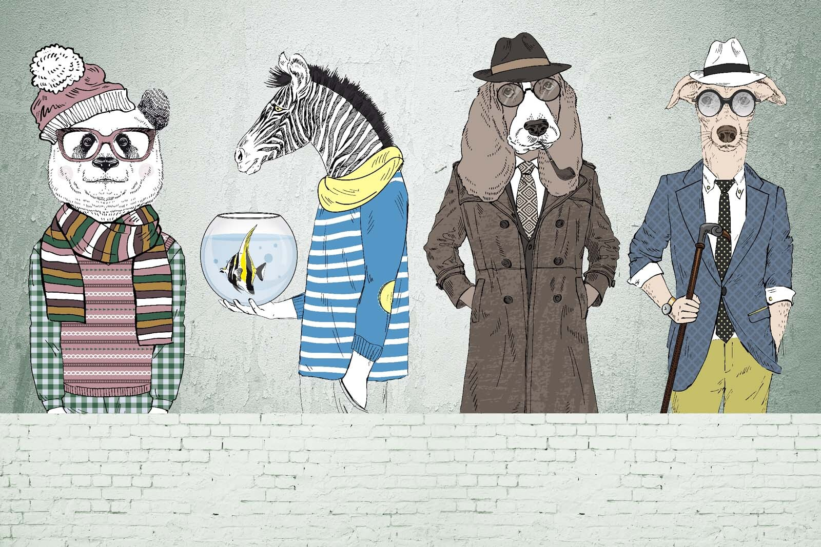 u27417p - Wand mit Tierköpfen - tegory