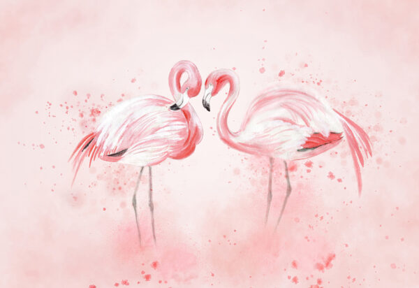 Zwei nebeneinander stehende Flamingos Zwei nebeneinander stehende Flamingos