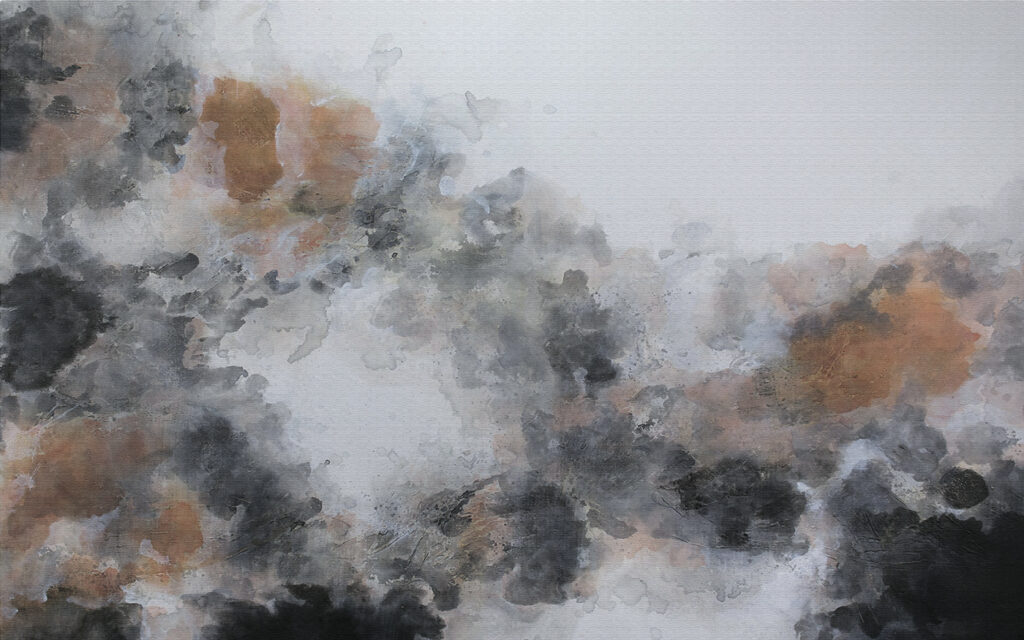 Malerei einer Wolke aus schwarzen und braunen Farben Malerei einer Wolke aus schwarzen und braunen Farben