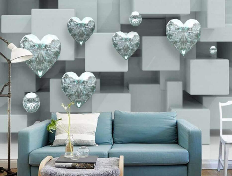 Gruppe von Diamanten an einer Wand
