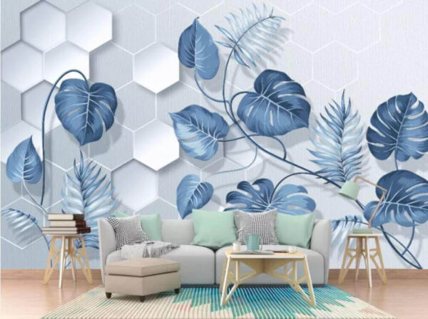 Blaue Blätter auf weißem Hintergrund Blaue Blätter auf weißem Hintergrund