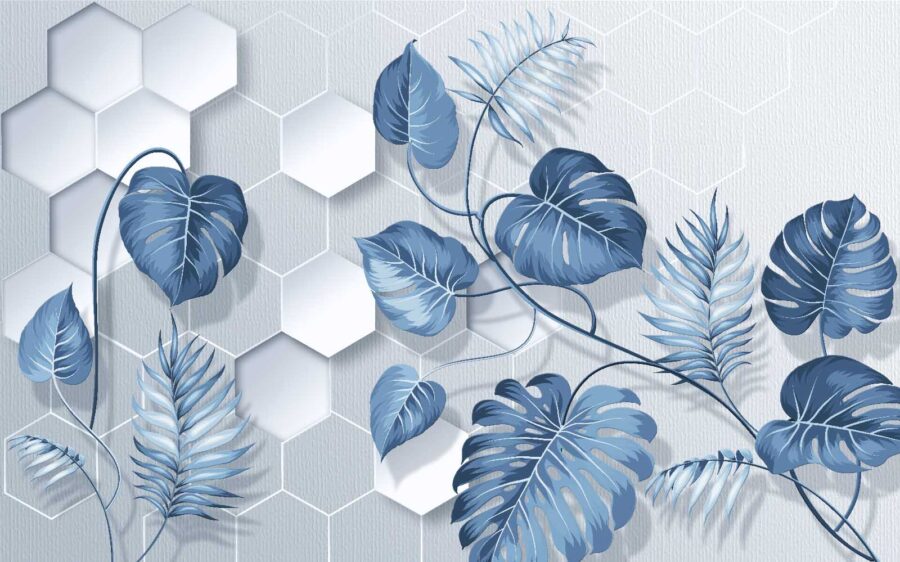 Blaue Blätter auf weißem Hintergrund Blaue Blätter auf weißem Hintergrund