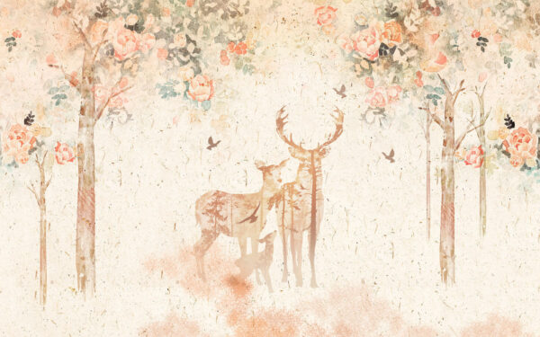 Painting of a deer and a baby deer