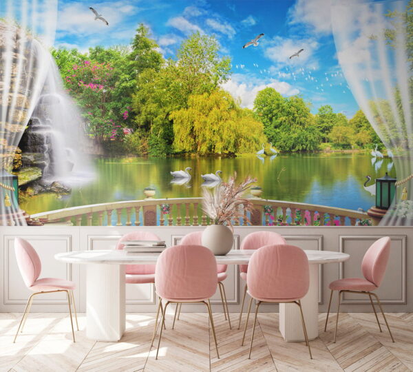 u18753pik1 600x540 - Blick auf einen Teich mit Vögeln und Bäumen - tegory