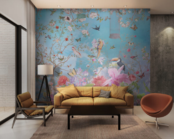 Fototapeten Fototapeten Tapete mit Vögeln und Blumen (Artikelnummer: u18485)