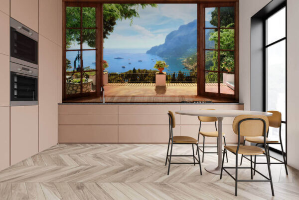 Blick auf das Meer von einem Balkon aus Blick auf das Meer von einem Balkon aus