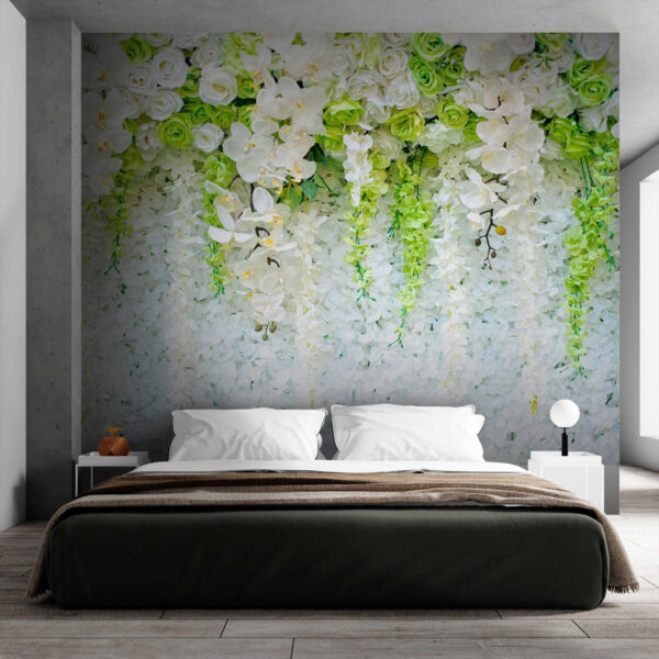 Wand aus Blumen und Reben Wand aus Blumen und Reben