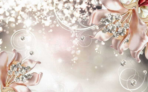 Rosa Satinblumen mit Diamanten Rosa Satinblumen mit Diamanten