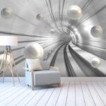 Fototapeten Weiße Kugeln in einem Tunnel