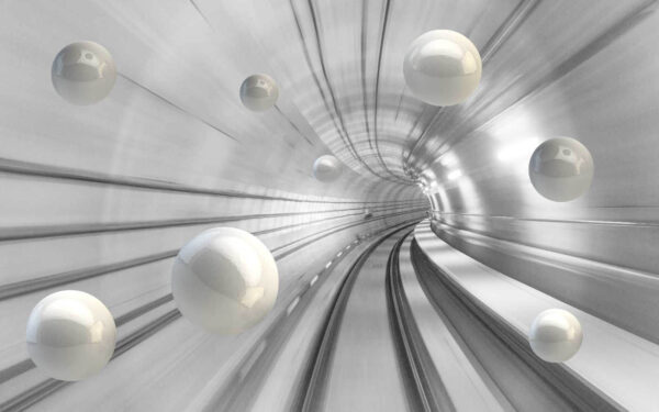 Weiße Kugeln in einem Tunnel Weiße Kugeln in einem Tunnel