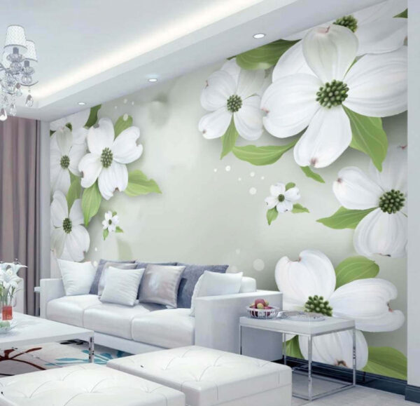 Weiße Blüten mit grünen Blättern Weiße Blüten mit grünen Blättern