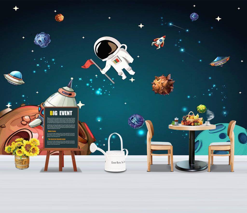 Cartoon-Weltraumszene mit Planeten und Sternen u13898pir1m - Cartoon-Weltraumszene mit Planeten und Sternen - tegory