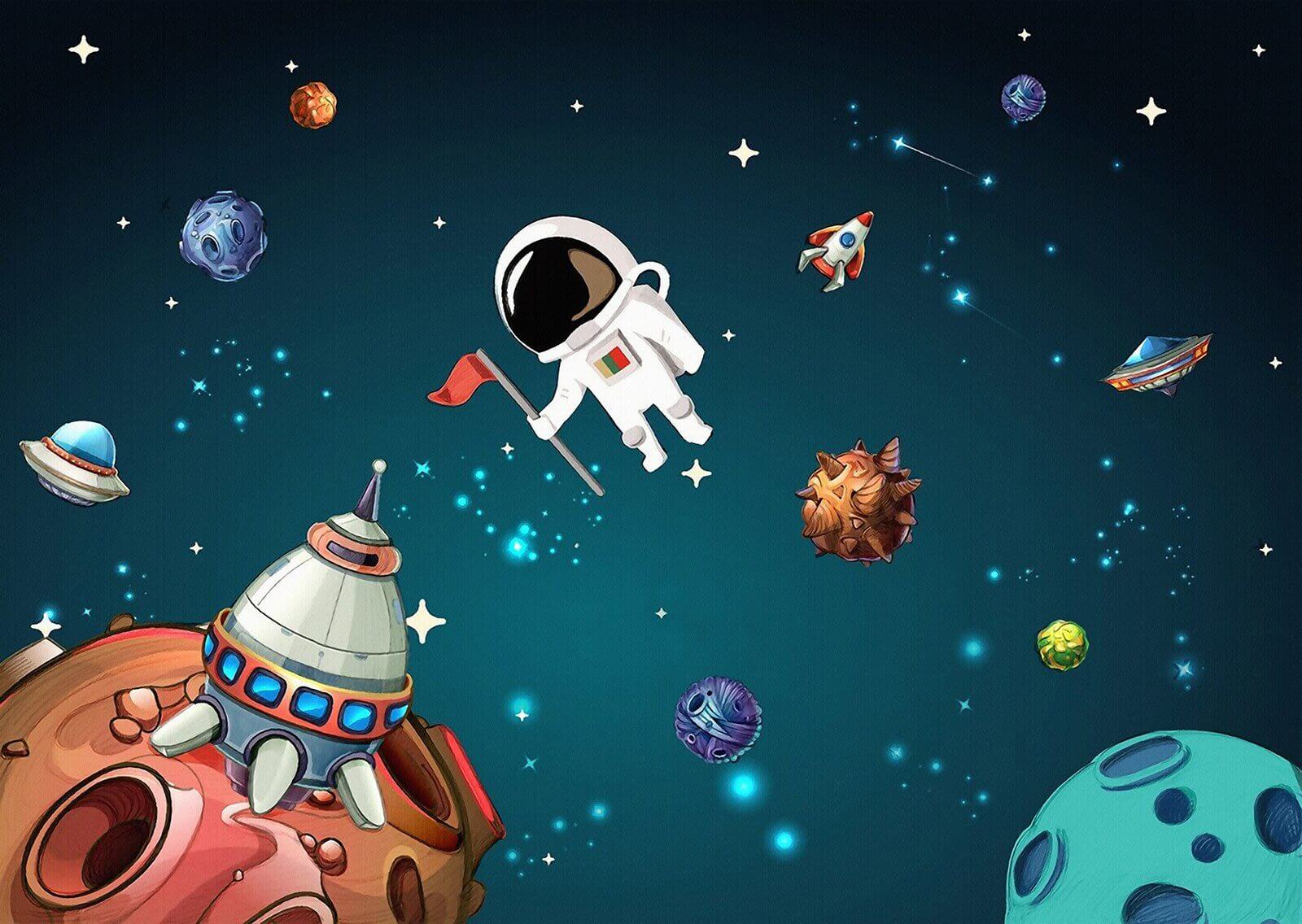 Cartoon-Weltraumszene mit Planeten und Sternen u13898p - Cartoon-Weltraumszene mit Planeten und Sternen - tegory