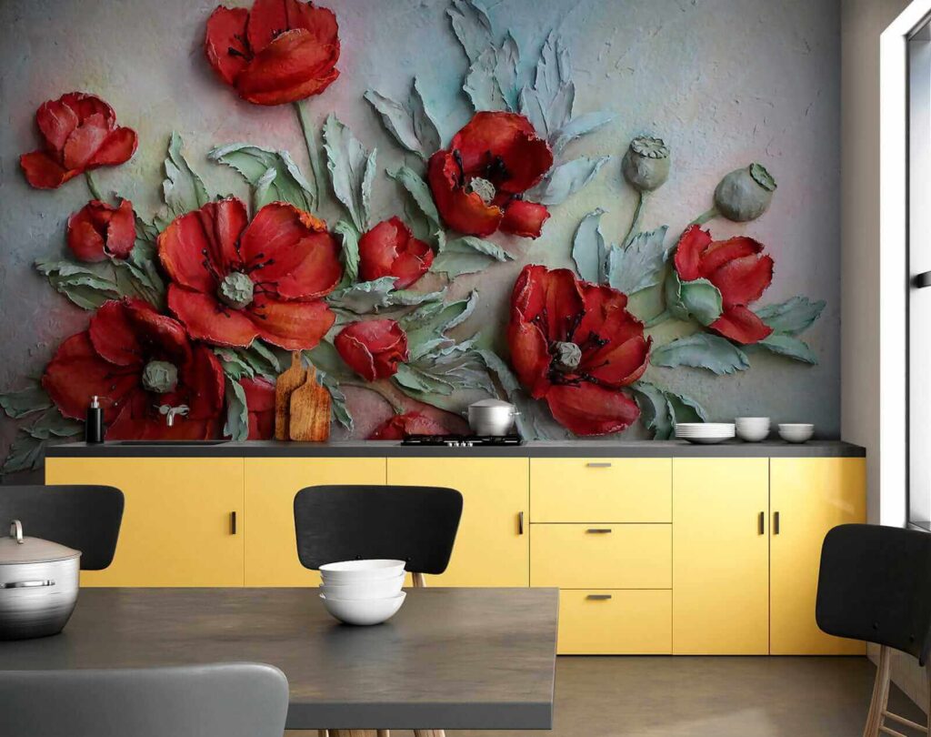 Vibrant red flowers in soft hues